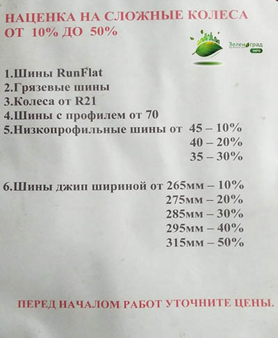 Услуги шиномонтажа