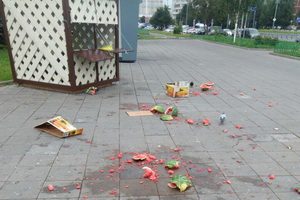 Вандалы устроили ночной разгром двух продуктовых палаток