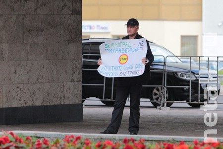  Кандидат в депутаты вышел на пикет против уплотнительной застройки 