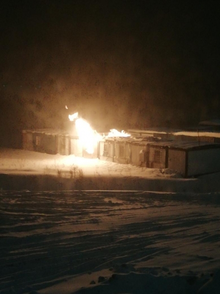 Строительный городок сгорел в Голубом