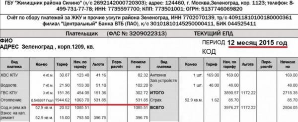  Битва за гигокалории в платёжной квитанции