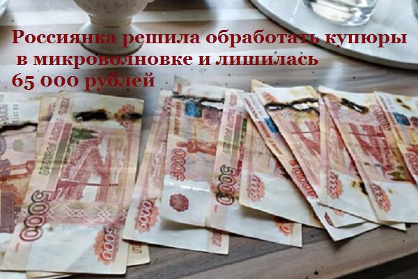 Россиянка решила обработать купюры в микроволновке и лишилась 65 тысяч рублей Решила обработать купюры в микроволновке и лишилась 65 000 рублей