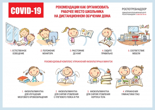 О рекомендациях как организовать рабочее место школьника на дистанционном обучении дома