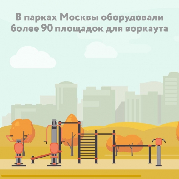 Более 90 спортивных площадок для воркаута создано в парках Москвы