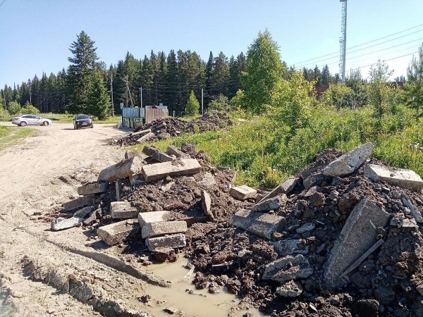 В зеленоградском лесопарке свалили груду ломаного асфальта