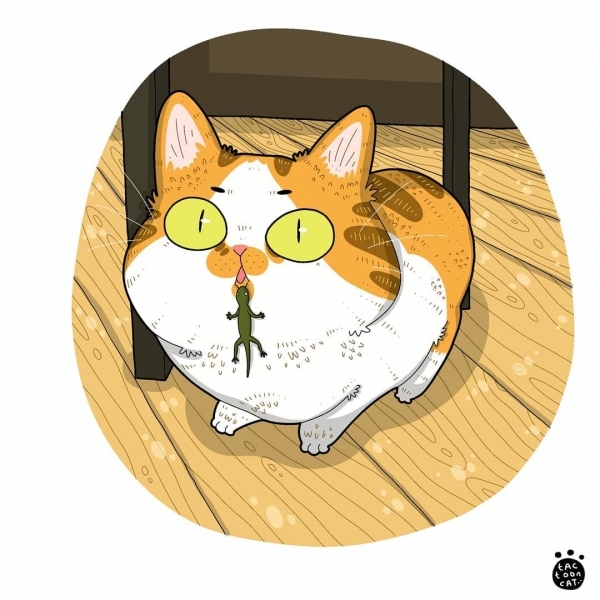 20 иллюстраций художника, который рисует вирусные снимки мемных котов. И его работы смешат не меньше оригинала