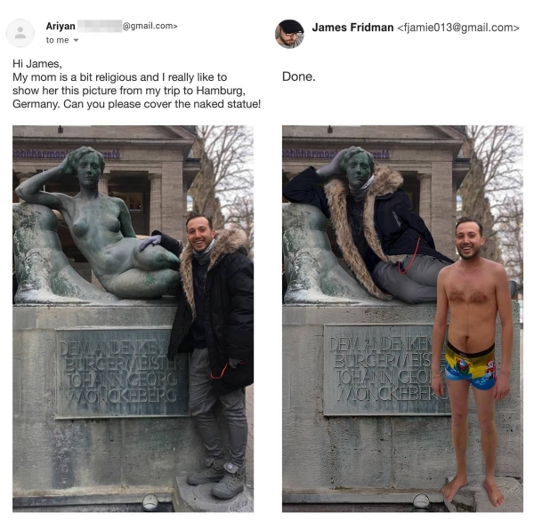 14 творений Джеймса Фридмана, который с помощью фотошопа превращает снимки в маленькие комедии