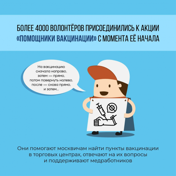 К акции «Помощники вакцинации» присоединяется все больше москвичей