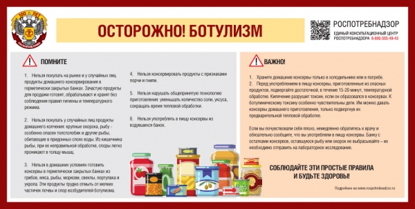 Зеленоградский отдел Роспотребнадзора напоминает о мерах профилактики ботулизма