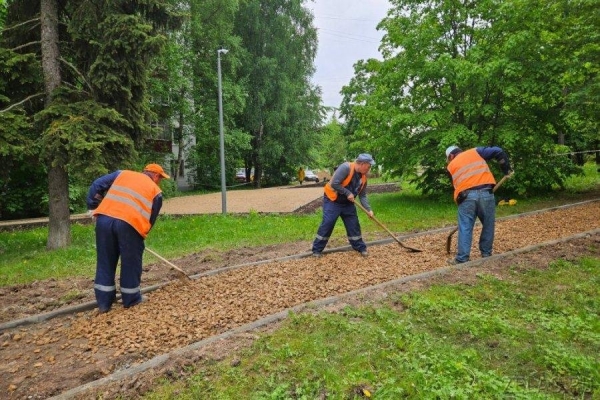 В Савелках приступили к благоустройству пешеходной дорожки в лесопарке у Никольского проезда