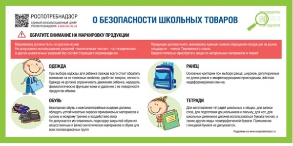 Роспотребнадзор: О рекомендациях родителям при подготовке к школьному сезону