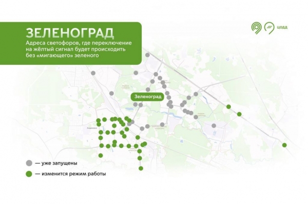 Мигающий зелёный сигнал отменили на светофорах во всём Зеленограде, несмотря на протесты водителей.