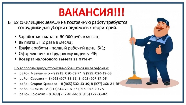 Зеленоградскому «Жилищнику» нужны дворники, рабочие и программист