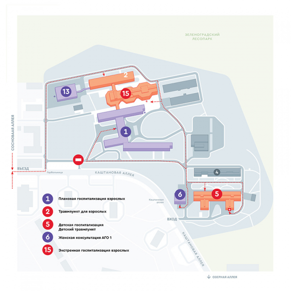 Временная схема проезда на территорию больницы - ГКБ Кончаловского