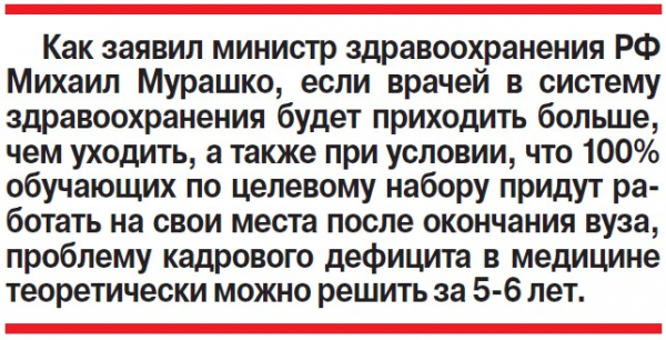 В России не хватает 23 000 врачей
