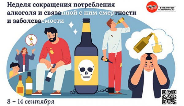 С 8 по 14 сентября проходит Неделя сокращения потребления алкоголя и связанной с ним смертности и заболеваемости (в честь Дня трезвости 11 сентября)