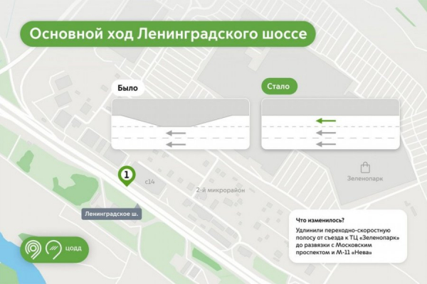 Движение на участке Ленинградского шоссе улучшилось за счет переразметки