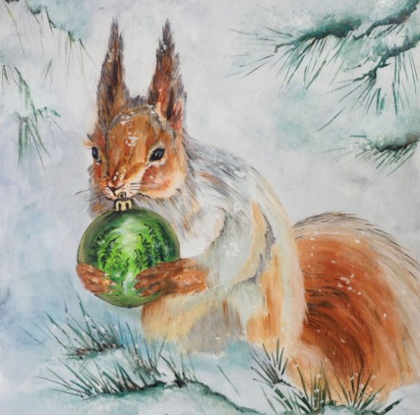 В выставочном зале префектуры Зеленограда открыта новогодняя выставка картин