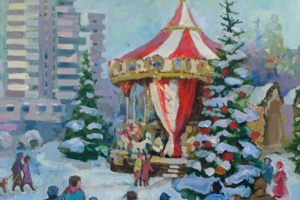 В выставочном зале префектуры Зеленограда открыта новогодняя выставка картин